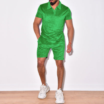 Herren Poloshirt und kurze Hose Set Weich Komfortabel Sommer
