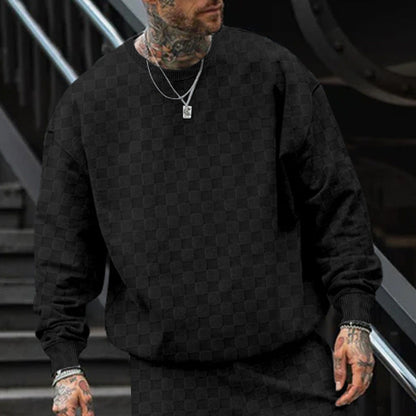 Herren Sweatshirt Oversized Lässig Strukturiert Grau