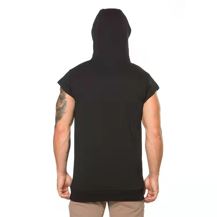 Herren T-Shirt Kapuzenpulli Ärmellos mit Tasche Sportlich