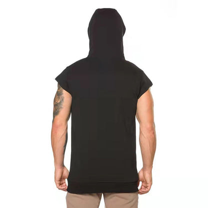 Herren T-Shirt Kapuzenpulli Ärmellos mit Tasche Sportlich