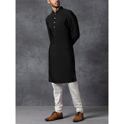 Herren Kurta Stehkragen Holzknöpfe Modern Berlin