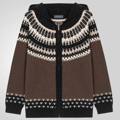 Herren Strickjacke Norweger Muster Reißverschluss Warm