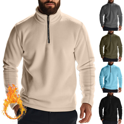 Herren Fleece Pullover Halbzipper Komfort Stehkragen