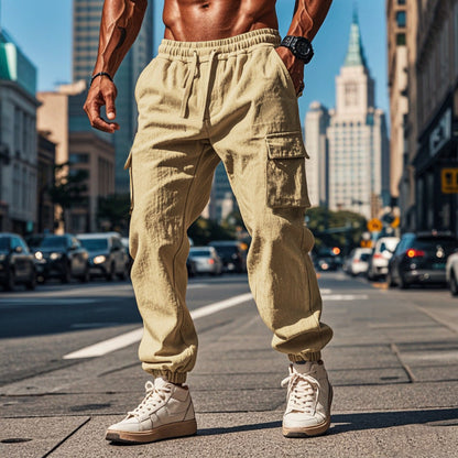Herren Jogginghose Bequem Cargo-Style Mit Kordelzug