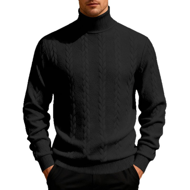 Herren Pullover Stehkragen Zopfmuster Strick
