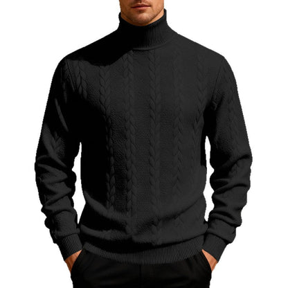 Herren Pullover Stehkragen Zopfmuster Strick