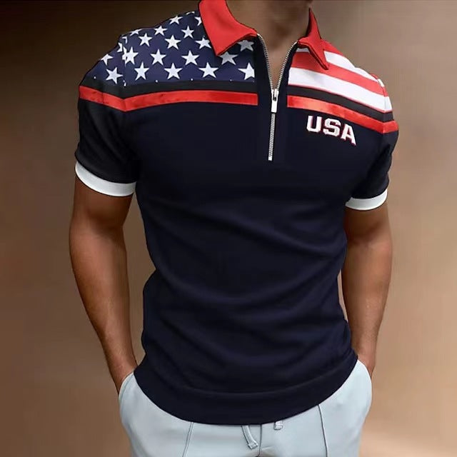 Herren Polo-Shirt mit Flaggen-Applikation Sportlich Modern