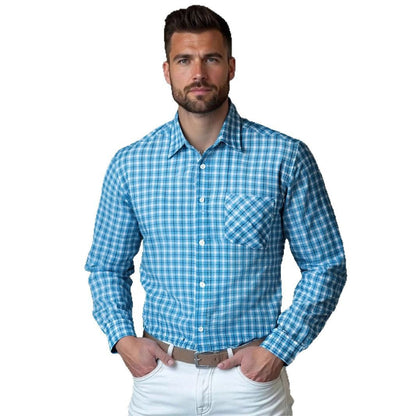Herren Karohemd Langarm mit Brusttasche Modern Elegant