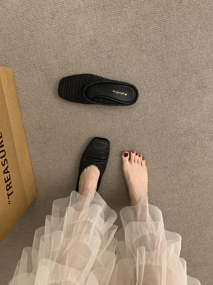 Damen Sommer Slipper Häkel Sandalen Bequem Luftig