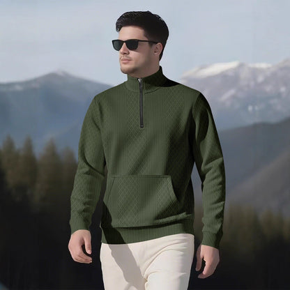 Herren Sweatpullover Stehkragen Taschen Sportlich Modern