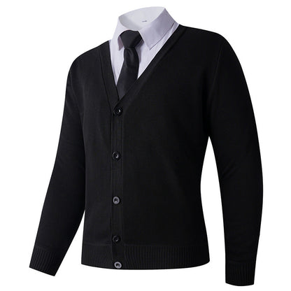 Herren Strickjacke V-Ausschnitt Knopfverschluss Modern
