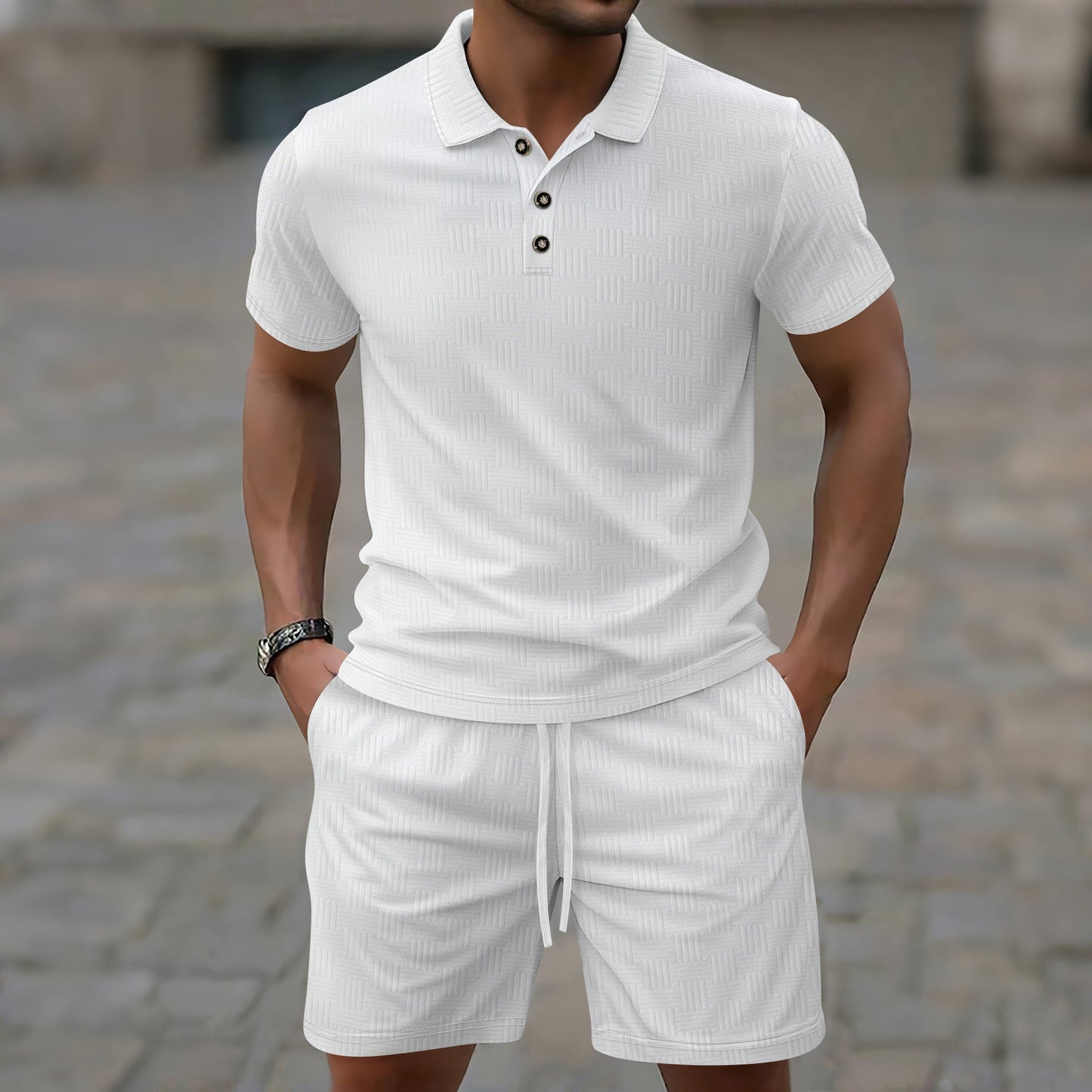 Herren Poloshirt Set mit Stretch Shorts Sportlich Modern - BerlinGlamour