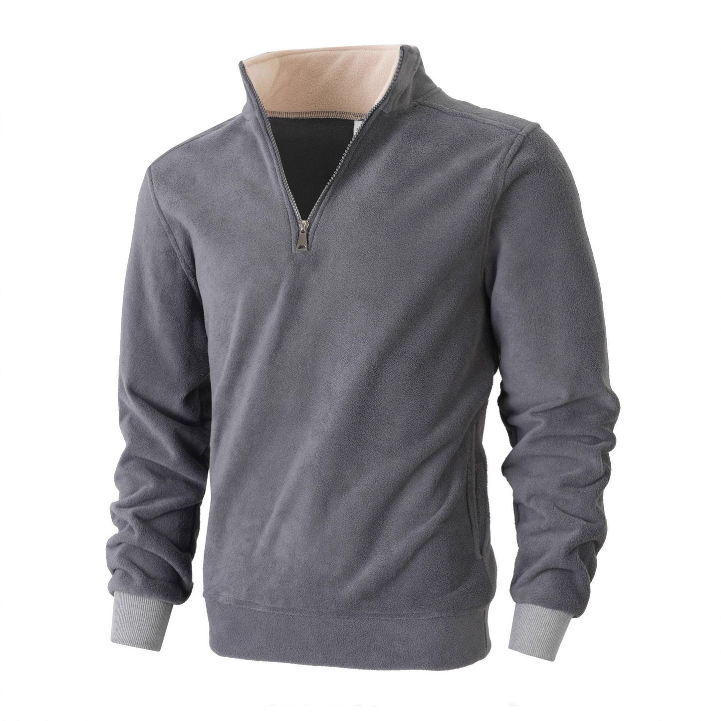 Herren Fleecepullover Stehkragen Reißverschluss Warm