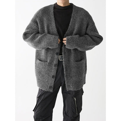 Herren Strickjacke Grobstrick Mit Taschen Modern