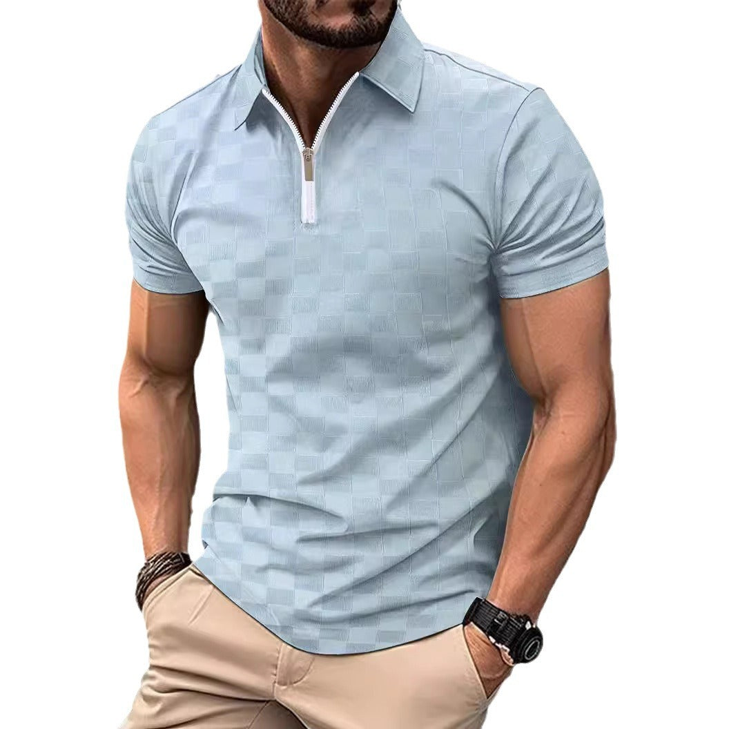 Herren Polo-Shirt Modern Zip-Up Slim Fit