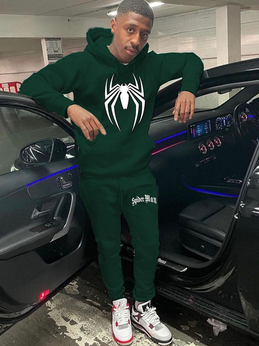 Herren Jogginganzug Sportlich mit Kapuze Spider Motiv Set