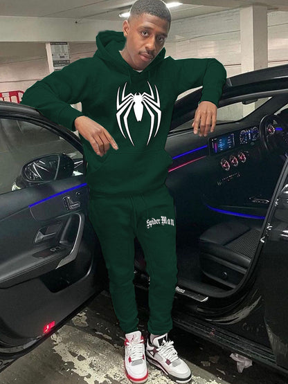 Herren Jogginganzug Sportlich mit Kapuze Spider Motiv Set