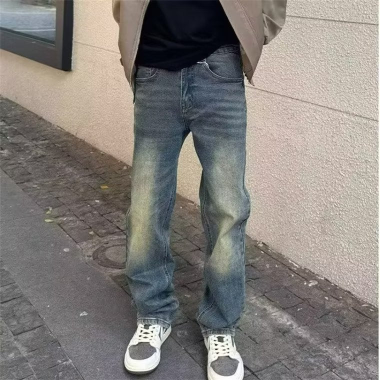 Herren High-Waist Jeans Used-Look Lässig Comfort