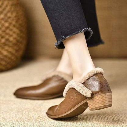 Damenstiefeletten Flauschig Komfortabel Blockabsatz Elegant