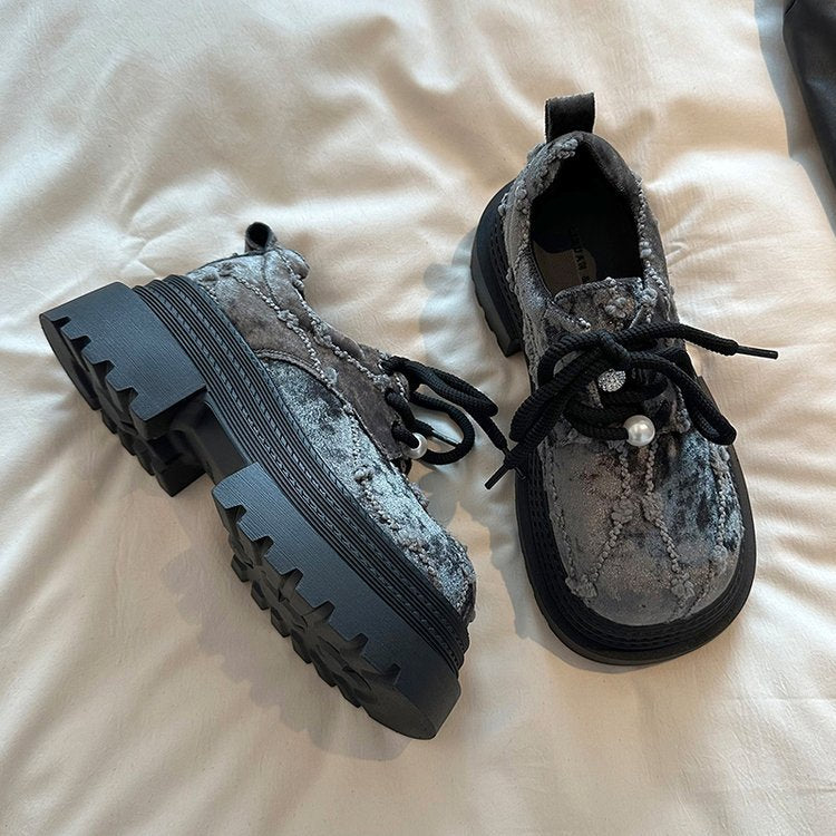 Damen Plattform Sneaker Chunky Strukturiert Schnüren - BerlinGlamour
