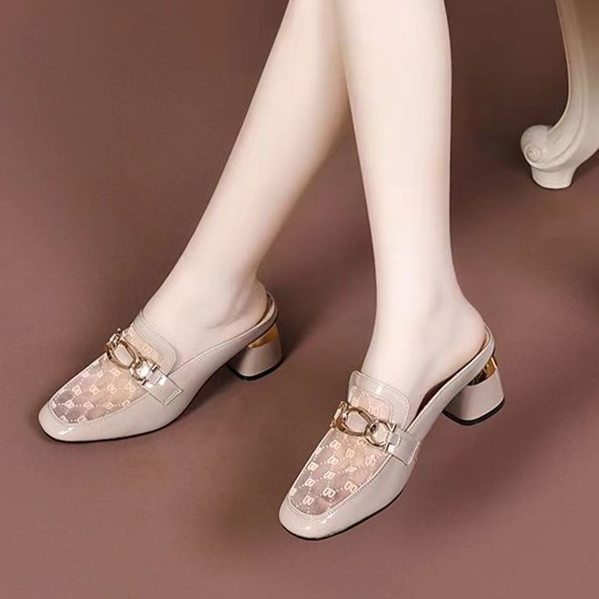 Damen Mules Elegante Transparent mit Goldene Akzente - BerlinGlamour