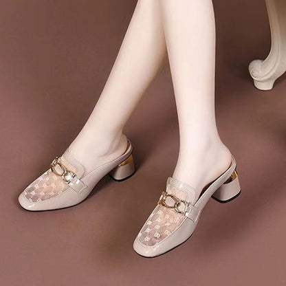 Damen Mules Elegante Transparent mit Goldene Akzente - BerlinGlamour