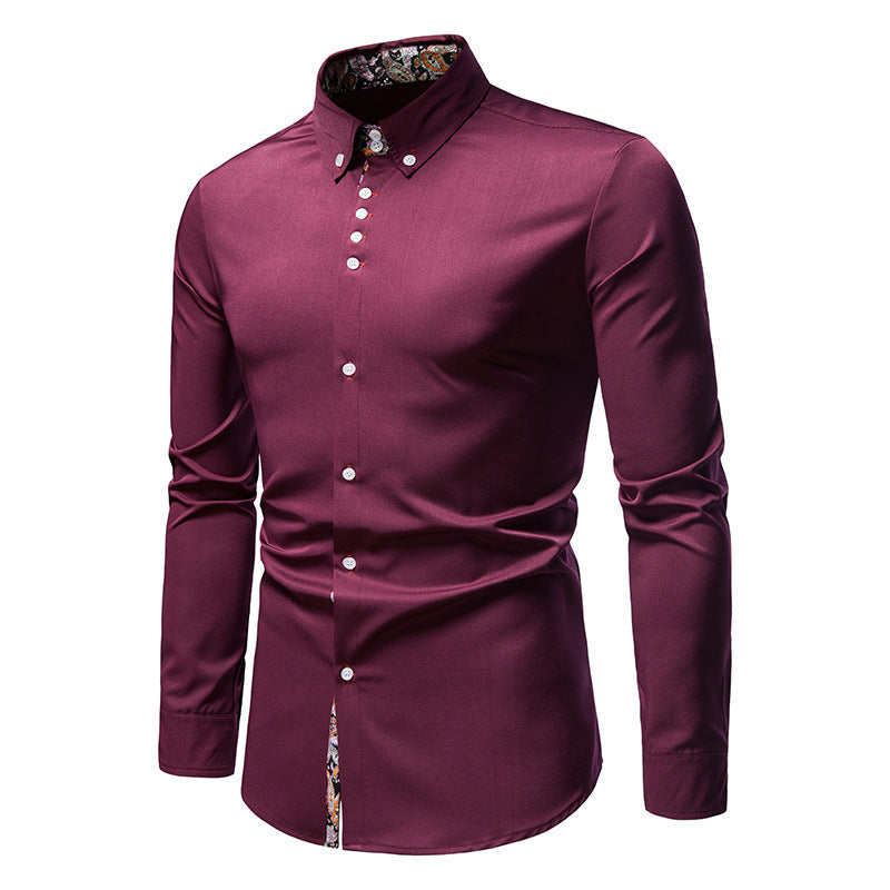 Elegantes Herren Langarmhemd Paisley Muster Modern