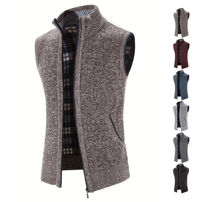 Herren Strickweste Hochkragen mit Taschen Modern