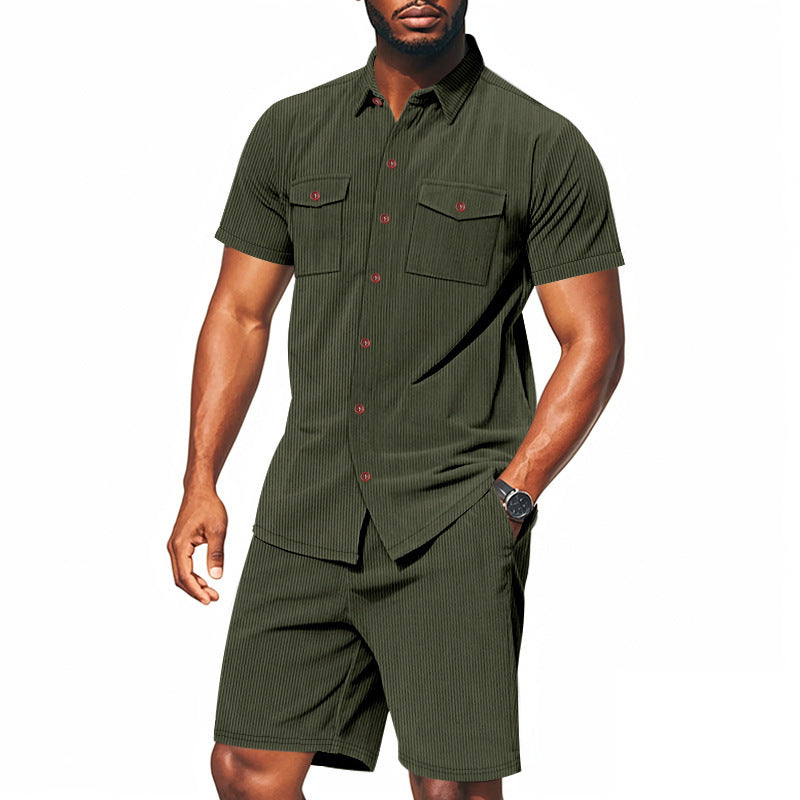 Herren Kurzarmhemd und Shorts Set Sommer Outfit