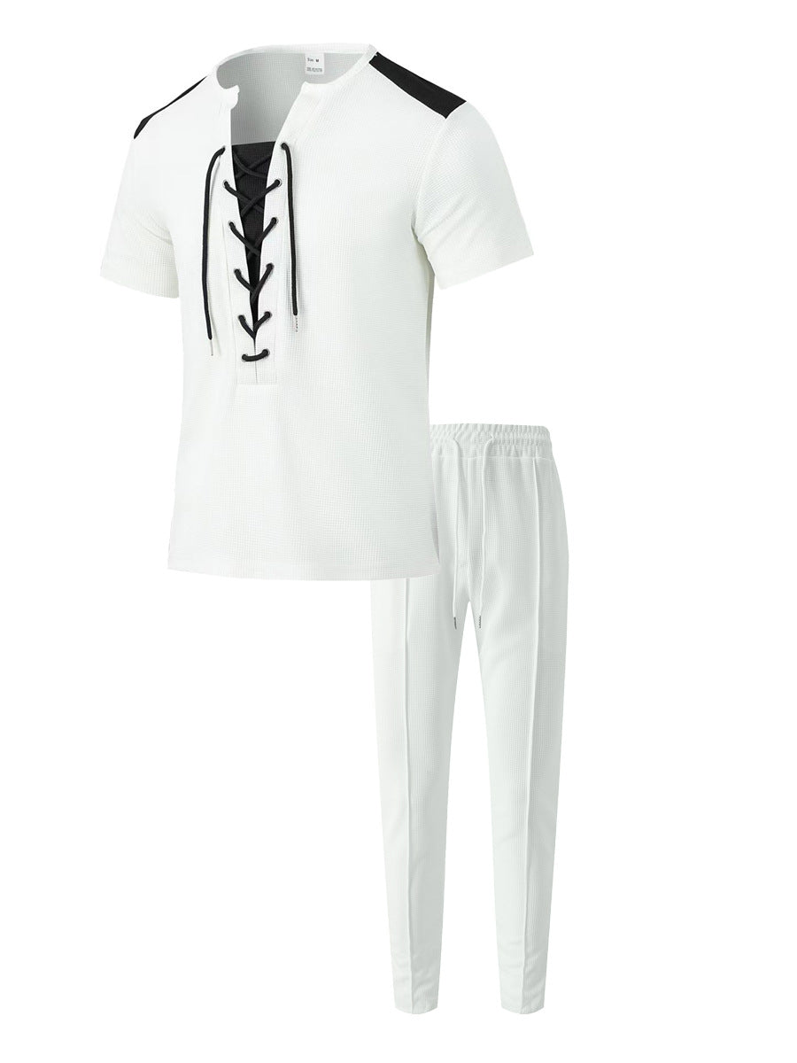 Herren Sportset Zwei-Teiliges Outfit Schnürung Modern