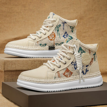 Damen Sneaker Hoch Gestickt Flexibel Mode Schuhe
