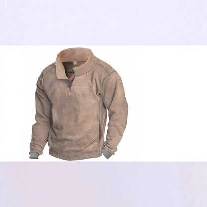 Herren Fleece-Pullover Warm Mit Kragen Und Taschen