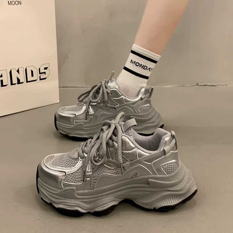 Damen Sneaker Chunky mit Mesh Obermaterial und Weicher Sohle - BerlinGlamour