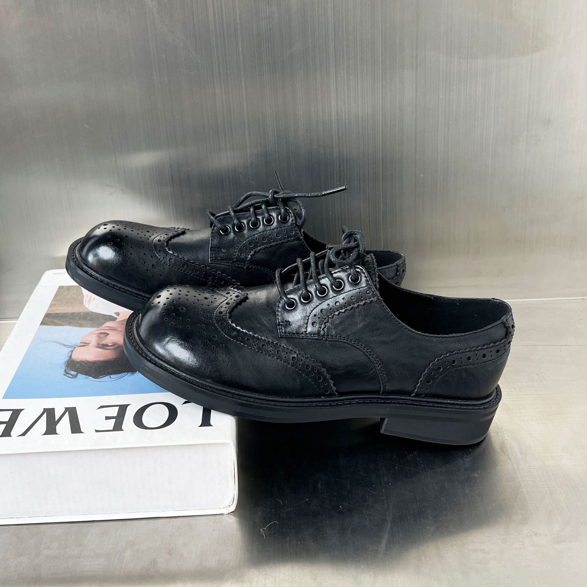 Damen Brogues Elegant Leder Lochdesign Klassisch - BerlinGlamour