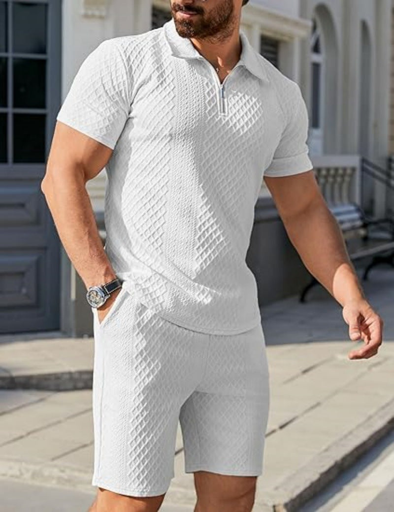 Herren Sportset Kurzarm mit Reißverschluss Modern