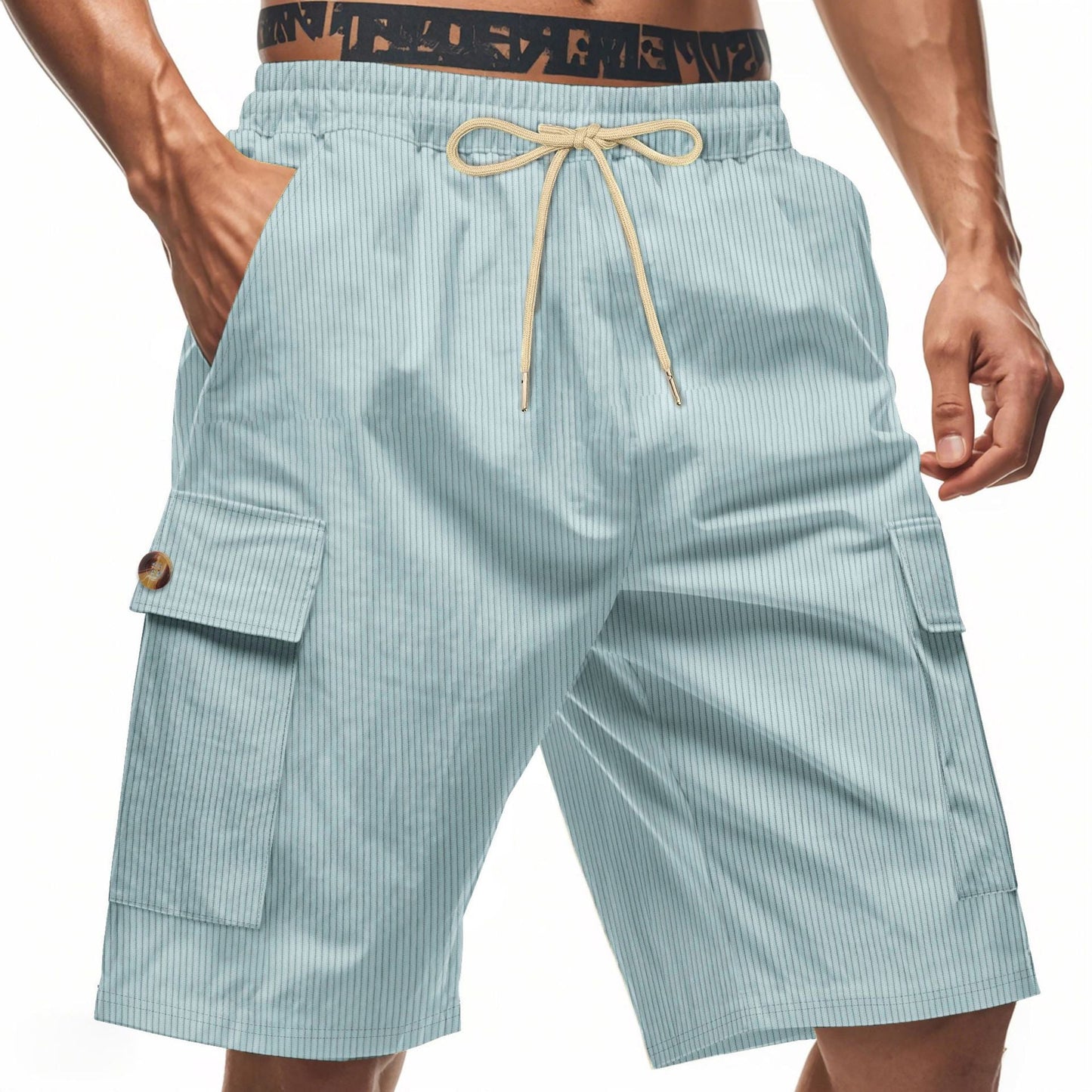 Herren Cargo Shorts Bequem Mit Kordelzug und Taschen