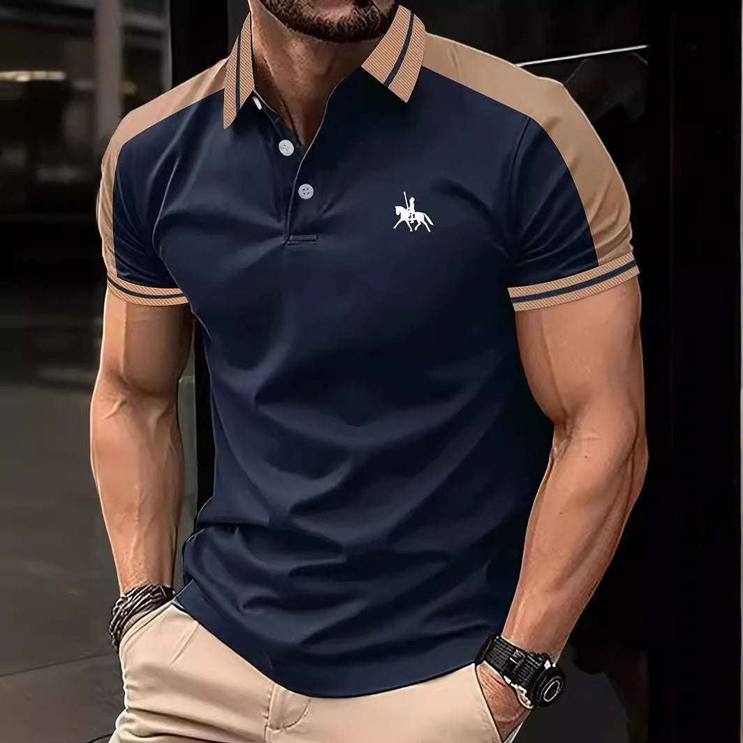 Herren Polo Shirt Kontrastkragen Sportlich Modern - BerlinGlamour