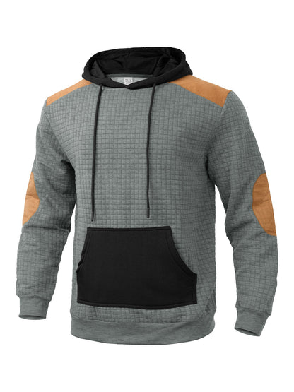 Herren Kapuzenpullover Modern mit Lederakzenten Schwarz
