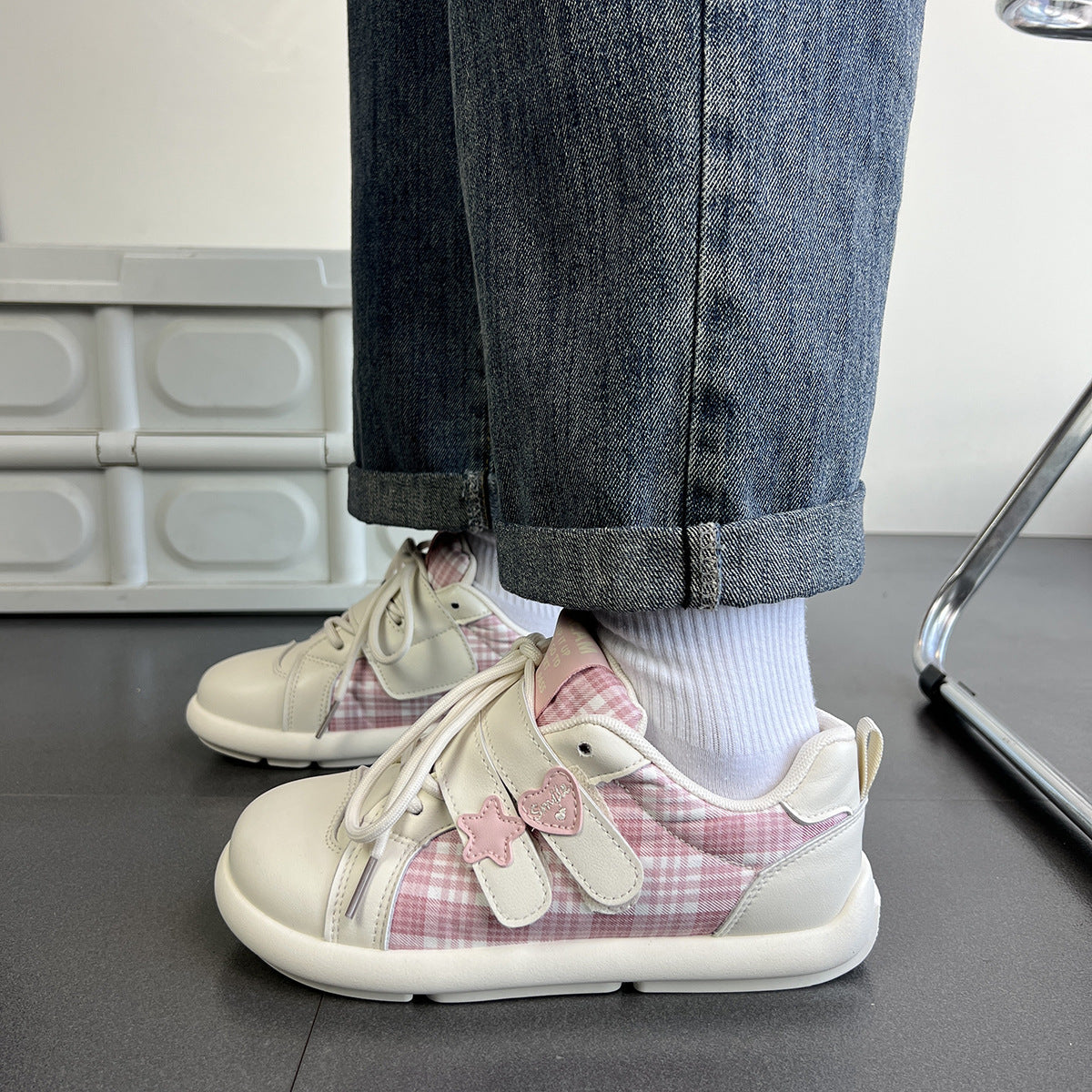 Damen Sneaker Sportlich Kariert mit Klettverschluss