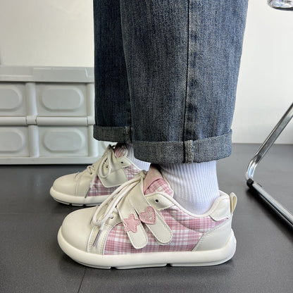 Damen Sneaker Sportlich Kariert mit Klettverschluss