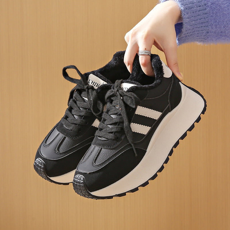 Damen Sneaker High-Top Sportlich Gefüttert Schwarz