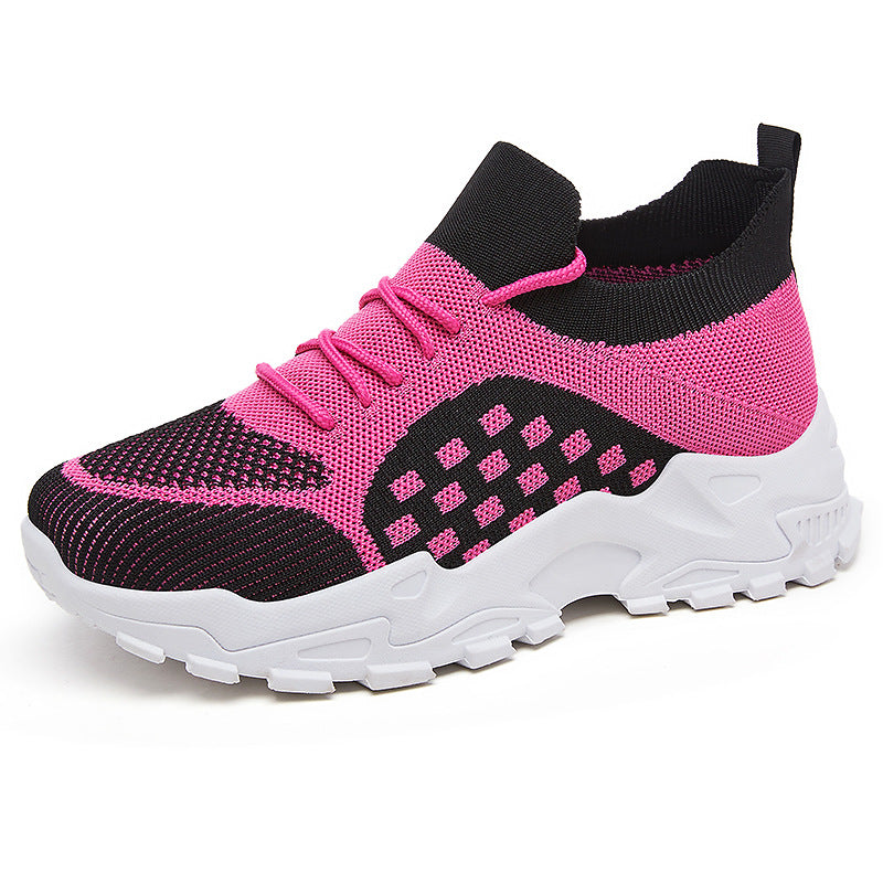 Damen Sneaker Leicht Strick Schnürsenkel Flexibel Bequem