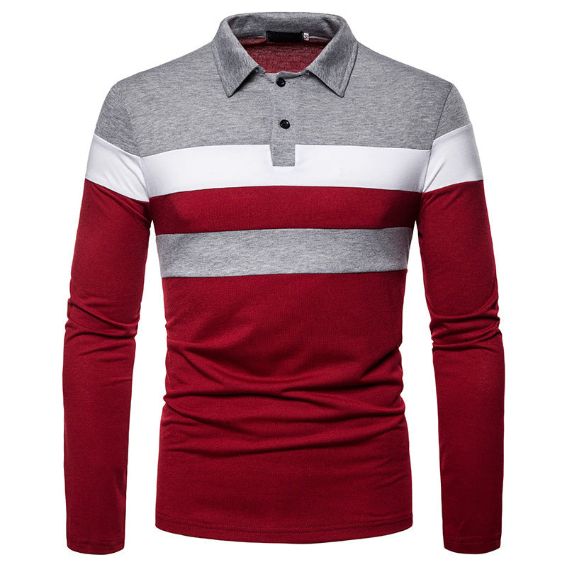 Herren Poloshirt Modern Streifenmuster Langarm - BerlinGlamour