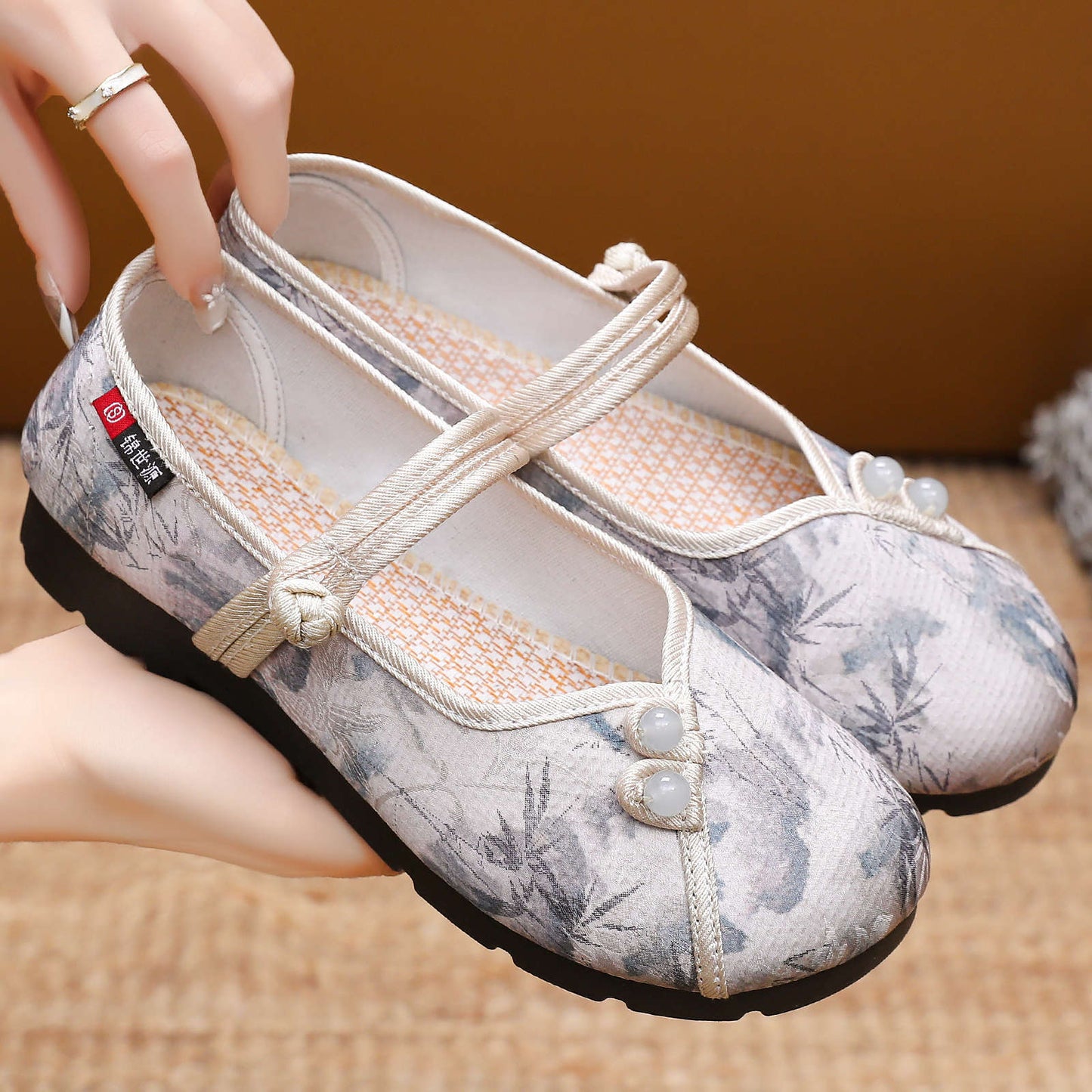 Damen Ballerinas Komfort Sohle Dekorativ Knöpfe
