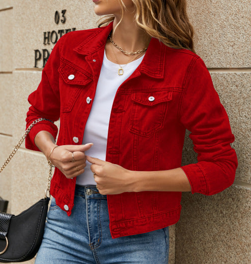 Damen Jeansjacke Übergangsjacke Stilvoll Modern