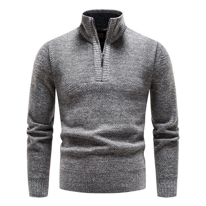 Herren Strickpullover Modern Stehkragen Reißverschluss Elegent