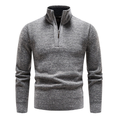 Herren Strickpullover Modern Stehkragen Reißverschluss Elegent