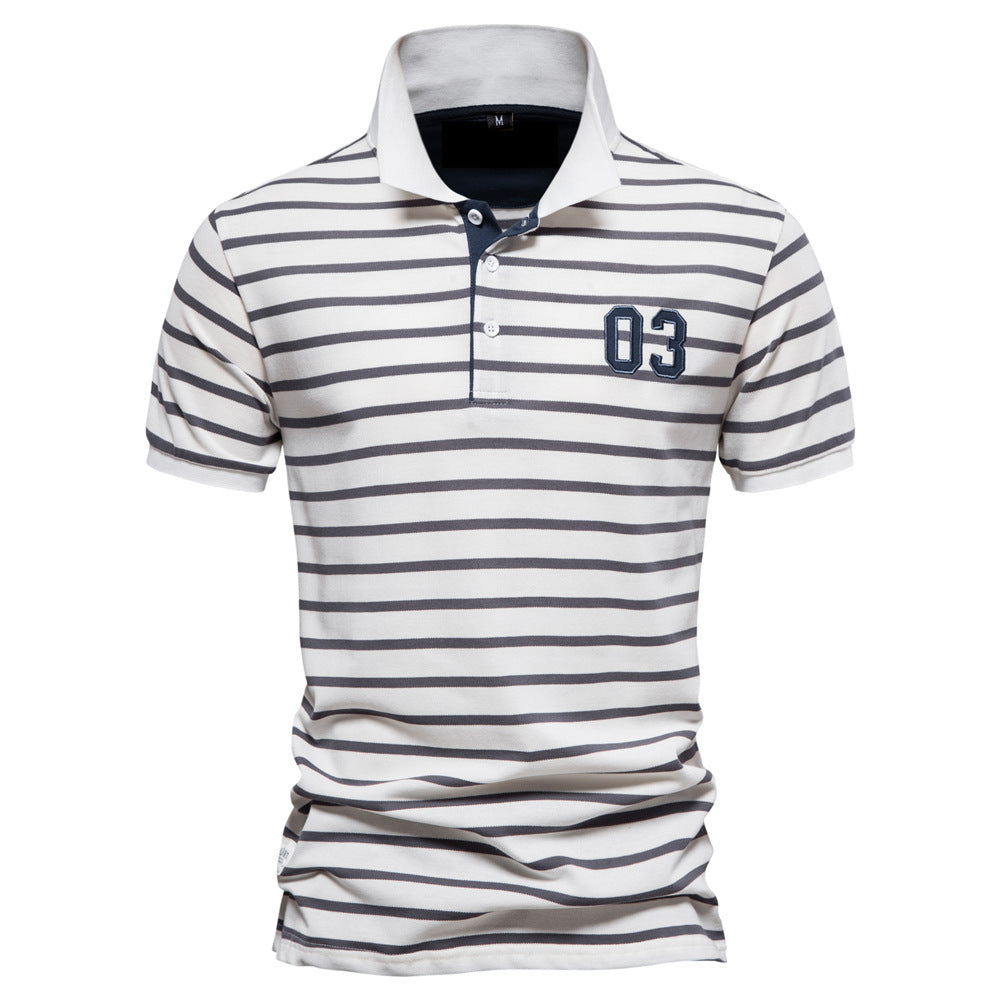 Herren Polo-Shirt Streifenmuster Bequem Modern