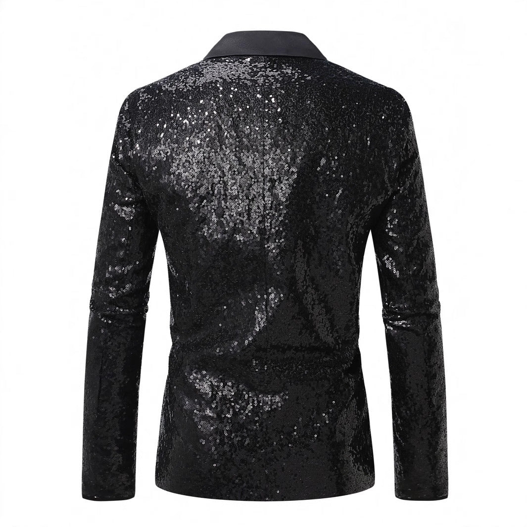 Herren Blazer Pailletten mit Satin Revers Elegant