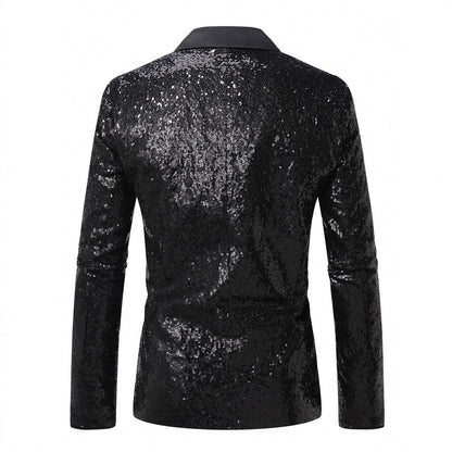 Herren Blazer Pailletten mit Satin Revers Elegant